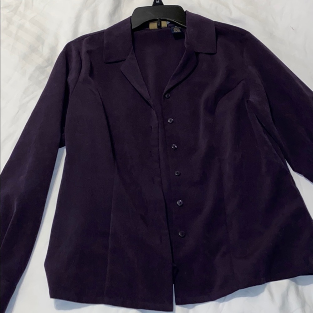 Laura Scott purple button up silky type blouse